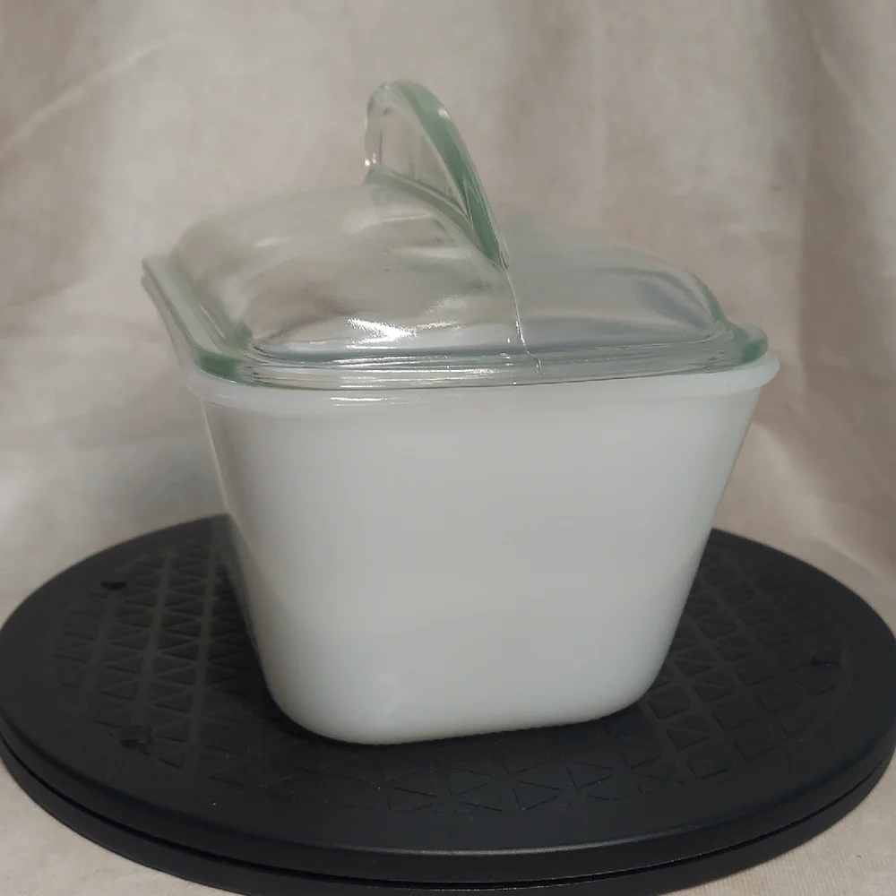 Vintage Jeannette Glasbake J-805 Milk Glass Loaf Dish W/ Lid UEC
